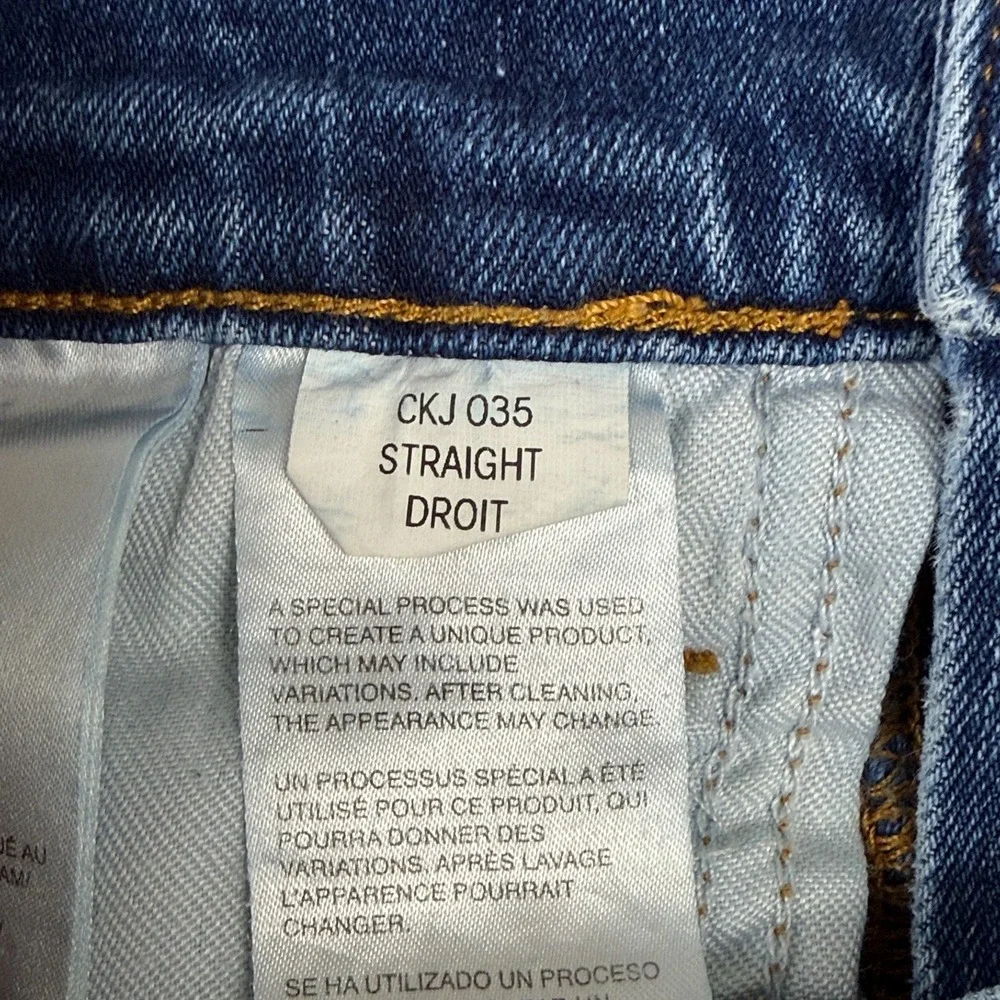 Calvin Klein CKJ 035 Straight Jeans Mens 32x34 Blue Stretch Denim Medium Wash
